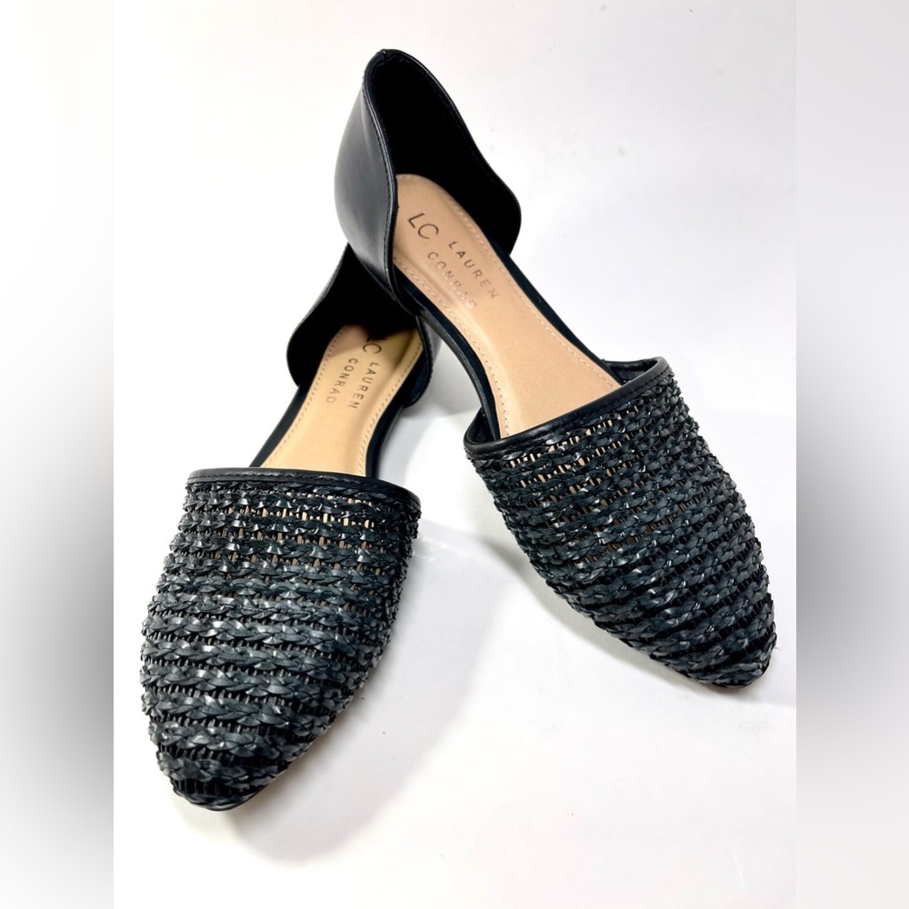 LAUREN CONRAD Women’s Calcite Slip On Woven Flats Black Size 6M